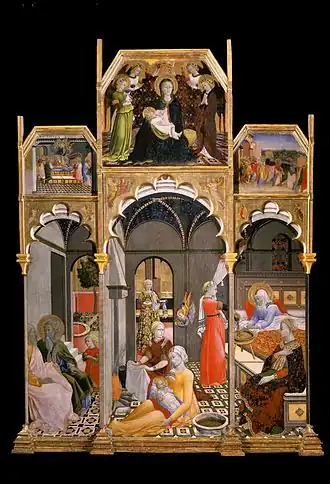 Birth of the Virgin with other Scenes from her Life, c. 1428–39, Museo d'Arte Sacra, Asciano
