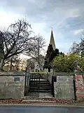 Boundary wall, gate, steps and overthrow