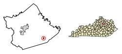 Location of North Middletown in Bourbon County, Kentucky.