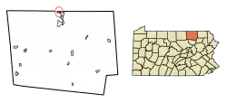 Location of South Waverly in Bradford County, Pennsylvania.