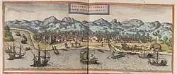 Calicut coast 1572, painting by Georg Braun