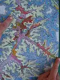 Geologic map showing caprocks of Zoroaster, Brahma, and Deva Temples-Kaibab Limestone upon a thin layer of erodible Toroweap Formation