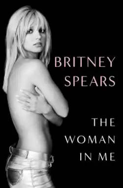 In stark black and white, Spears poses on the left, covering her bare breasts by wrapping her arms around herself. Her bleach-blonde hair is complemented by dark make-up around her eyes.