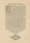 The colophon of Monotype's Garamont sample, showing the italic and ligatures.