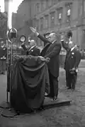 Klausener (Right) behind Prussian Interior Minister Albert Grzesinski (Centre) at the Constitutional Celebration of the Berlin Police in August 1929