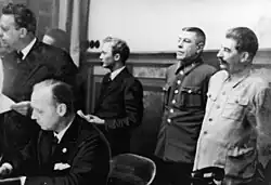 Image 24Joseph Stalin, Joachim von Ribbentrop and others at the signing of the German–Soviet Boundary and Friendship Treaty (from History of Lithuania)