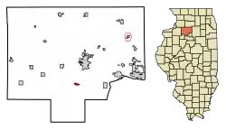 Location of Tiskilwa in Bureau County, Illinois.