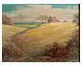 Cabin on Meadow, 1952, oil