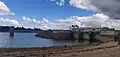 Rear of the dam wall and outlet tower, 2021