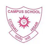 Maroon logo with white background