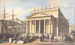 1854 drawing by Marco Moro. The channel still reached the Sant'Antonio church.
