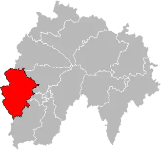 Situation of the canton of Saint-Paul-des-Landes in the department of Cantal