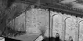 Canton Viaduct curved, stepped wing wall abutment at the north end, west side; the Dedication Stone can be seen (above) in its former location.