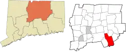 Hebron's location within the Capitol Planning Region and the state of Connecticut