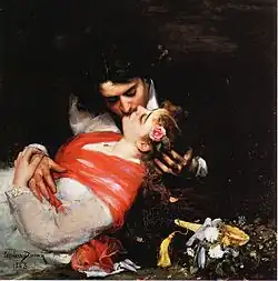 Le Baiser (The Kiss) (1868) Self-portrait with his wife as newlyweds.