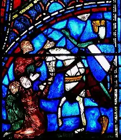 Knight with the Champagne family coat of arms, probably Thibaud VI - Life of the Virgin (bay 28b)