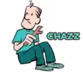Chazz Poncho's master. He loves Carmen and Poncho, and attempts to stay neutral in their arguments, though he is shown to think dogs are better. His full name is Chazz Palmer.[2]