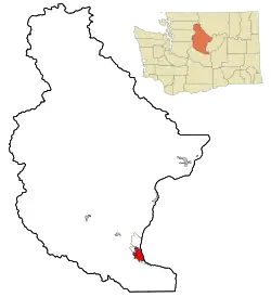 Location of Wenatchee in Chelan County, Washington