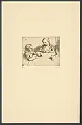 Children at breakfast, print by Albert Van Dyck, 1935, Print cabinet of the Royal Library of Belgium, S.IV 22271