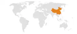 Map indicating locations of China and Marshall Islands