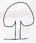 Drawing of a tree with a falling crown.
