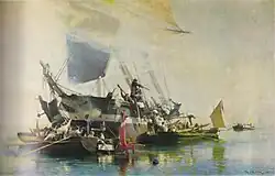 English brig attacked by Danish-Norwegian gunboats (1887)