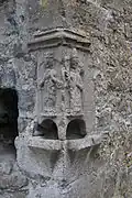 Stoup with Saint Catherine of Alexandria (note wheel) and Augustine of Hippo