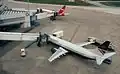 Boarding bridge to an aircraft via a jetway at the Cologne Bonn Airport in 2001.