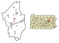 Location of Orangeville in Columbia County, Pennsylvania.