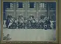 Combination of Canada-based and China-based Sikhs forming a Shaheedi Jatha for the Jaito Morcha posing in-front of Dongbaoxing Road Gurdwara, Shanghai, ca.1924–25