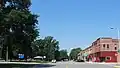 Commercial businesses and city park