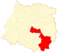 Map of the Colbún commune in the Maule Region