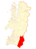 Location of the O'Higgins commune in Aisén Region