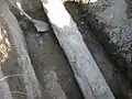 Part of the in 1876 in situ made concrete tube of the watersystem, during reparation and connection of a tap 2006