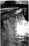 The wall of the Conococheague Creek aqueduct collapsed when a boat hit it, shutting down navigation until repaired.