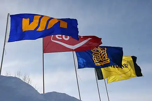 A Corporate Flags at Settlers, Rails & Trails Inc..
