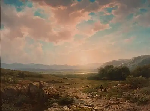 Landscape with a Couple Alone at Sunset