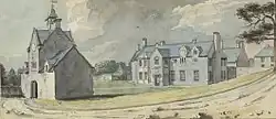 Drawing with gate house, before left extension