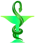 The Aesculapian snake with the Bowl of Hygieia as a symbol of pharmacology.