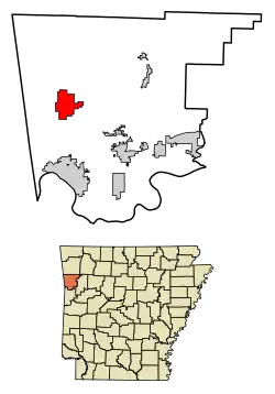 Location of Cedarville in Crawford County, Arkansas.