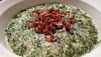 Creamed spinach with bacon