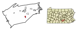 Location of Mount Holly Springs in Cumberland County, Pennsylvania.