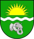 Suebian knot on the coat of arms of Osterby, Schleswig-Holstein, Northern Germany (20th century)