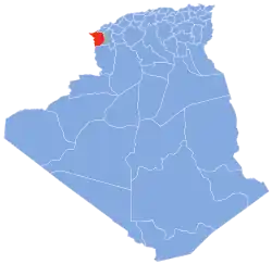Map of Algeria highlighting Tlemcen Province