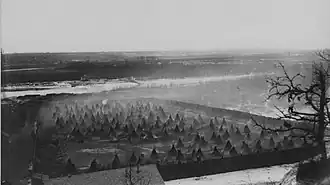 Island covered with hundreds of teepees
