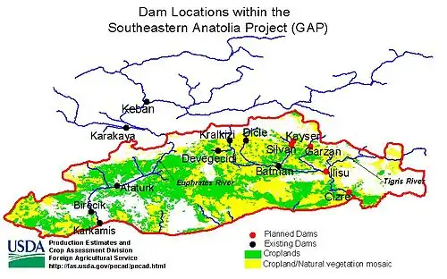 Locations of Dams
