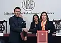 Jitin Prasada duing the joint declaration between Peru and India on the occasion of the official visit of the Vice President of India, Mohammad Hamid Ansari.