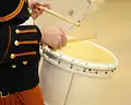 A drummer of an Irish pipe band.