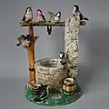 'Birds and Well', 13.6 in, coloured glazes majolique, c. 1880