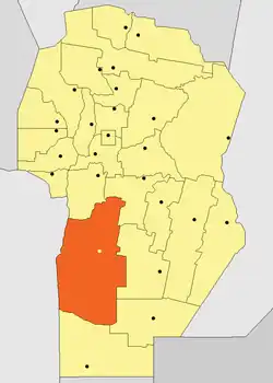 Location of Río Cuarto Department in Córdoba Province